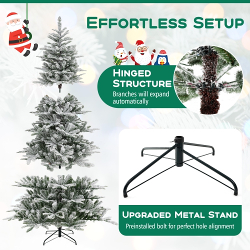 Arbre de Noël artificiel floqué de 8 pi avec 1447 pointes en PVC et en PE de Costway, 800 lumières à DEL