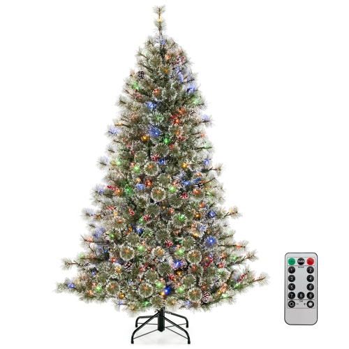 Arbre de Noël artificiel de 6 pi avec connecteur d'alimentation rapide à 360° de Costway, 598 aiguilles de pin
