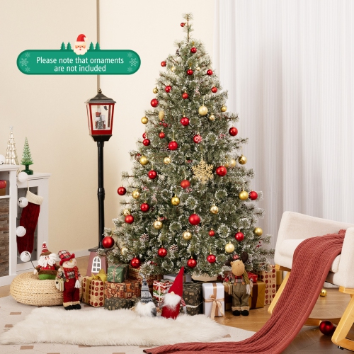 Arbre de Noël artificiel de 6 pi avec connecteur d'alimentation rapide à 360° de Costway, 598 aiguilles de pin