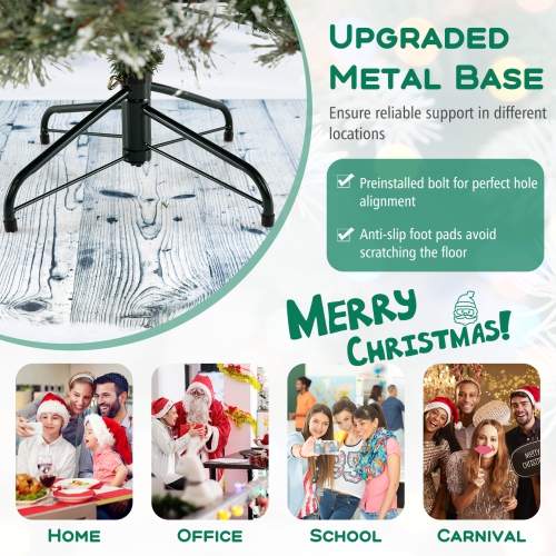 Arbre de Noël artificiel de 6 pi avec connecteur d'alimentation rapide à 360° de Costway, 598 aiguilles de pin