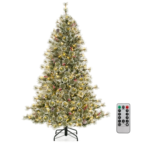 Arbre de Noël artificiel de 6 pi avec connecteur d'alimentation rapide à 360° de Costway, 598 aiguilles de pin