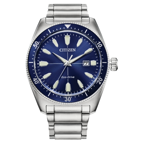 CITIZEN  Mens Brycen Eco-Drive Watch 43MM Silver-Tone Stainless Steel Case And Bracelet With Dial (Aw1591-79L) In Blue