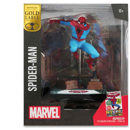 Marvel Collectible 7 Inch Statue Figure 1/10 Sale Posed Scene - Spider-Man Gold Label