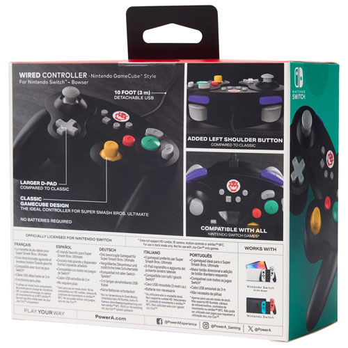 PowerA GameCube Style Wired Controller for Nintendo Switch - Bowser
