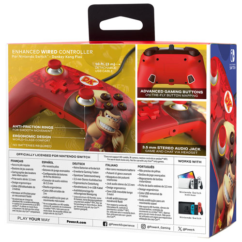 Manette avec fil optimisée de PowerA pour Nintendo Switch - Donkey Kong Flex
