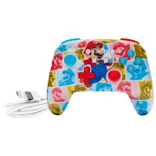 Manette avec fil optimisée de PowerA pour Nintendo Switch - Mario Hero Reel
