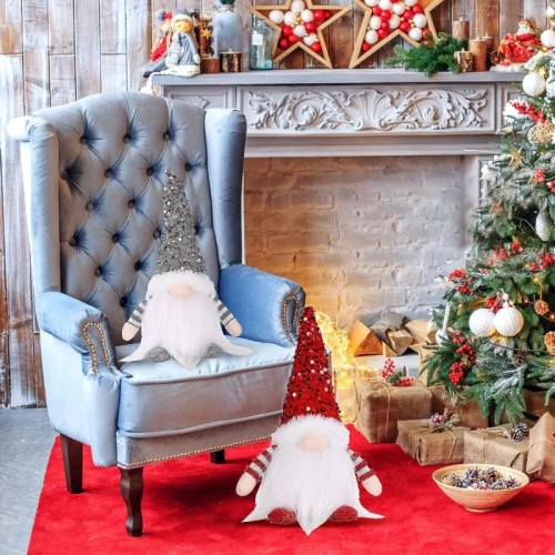 3-Pcs Sequin Christmas Gnomes Plush - 11.8" Light-Up Swedish Santa Elf Decor Ornaments