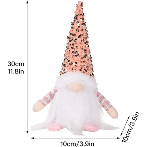 3-Pcs Sequin Christmas Gnomes Plush - 11.8" Light-Up Swedish Santa Elf Decor Ornaments