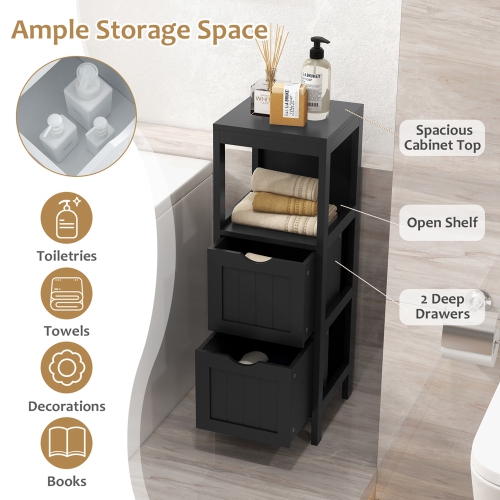 Armoire de rangement latérale autonome pour salle de bain de Costway avec 2 tiroirs amovibles