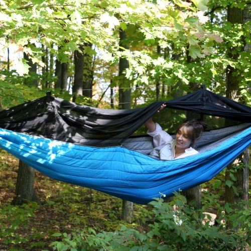Hidden Wild Sleeping Bag Hammock with Bug Net - 9.25' - Blue