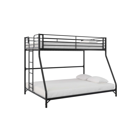 DHP BrEZ Build Daven Easy Assembly Kids Bunk Bed, Twin Over Full, Black