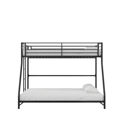 DHP BrEZ Build Daven Easy Assembly Kids Bunk Bed, Twin Over Full, Black
