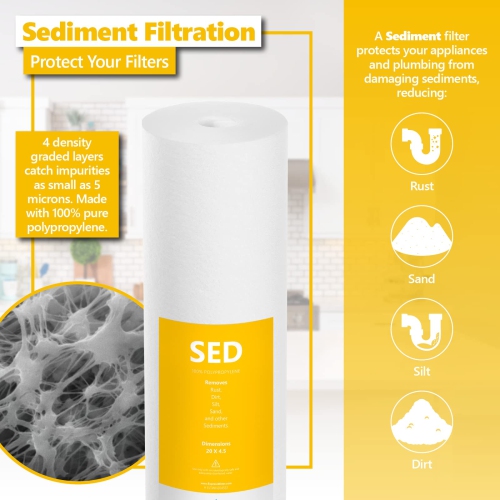 Filtre FLTWH2045CKS1 3 KDF Kit de filtration d'eau pour toute la maison, blanc