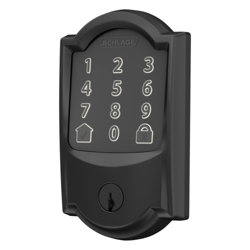 Schlage Encode WiFi Deadbolt Smart Lock, Keyless Entry Touchscreen Door Lock with Camelot Trim in Matte Black, BE489WB..