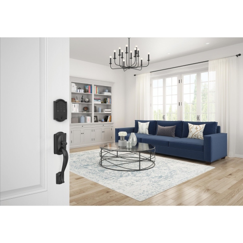 Schlage Encode WiFi Deadbolt Smart Lock, Keyless Entry Touchscreen Door Lock with Camelot Trim in Matte Black, BE489WB..