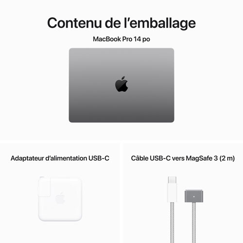 Refurbished - Apple MacBook Pro 14.2" (Fall 2023) - Space Grey (Apple M3/ 512GB SSD / 8GB RAM) French