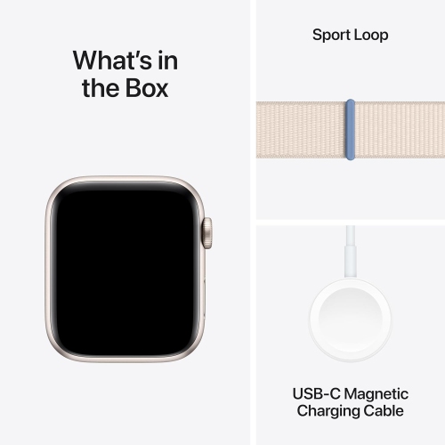 Open Box - Apple MRE63LL/A Watch SE [GPS 44mm] Smartwatch w/Starlight Aluminum Case w/Starlight Sport Loop