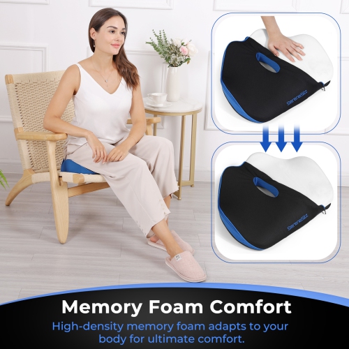 SereneSitz Ergonomic Memory Foam Seat Cushion for Ultimate Comfort & Support: Ideal for Pain Relief, Enhanced Posture & All-Day Sitting in Office,