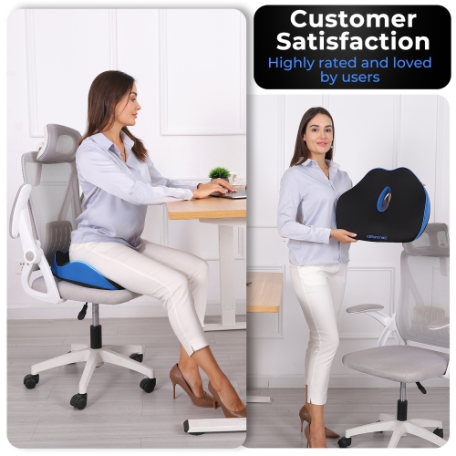 SereneSitz Ergonomic Memory Foam Seat Cushion for Ultimate Comfort & Support: Ideal for Pain Relief, Enhanced Posture & All-Day Sitting in Office,