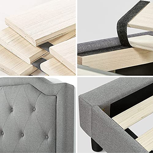 Zinus Upholstered Scalloped Button Tufted Platform Bed with Wooden Slat Support / Design Award Finalist, King