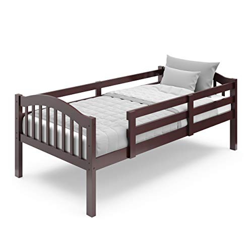 Storkcraft Long Horn Solid Hardwood Twin Bunk Bed, Espresso Twin Bunk Beds for Kids with Ladder and Safety Rail