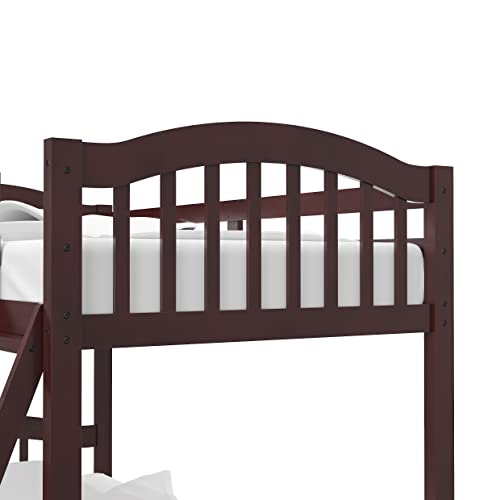 Storkcraft Long Horn Solid Hardwood Twin Bunk Bed, Espresso Twin Bunk Beds for Kids with Ladder and Safety Rail