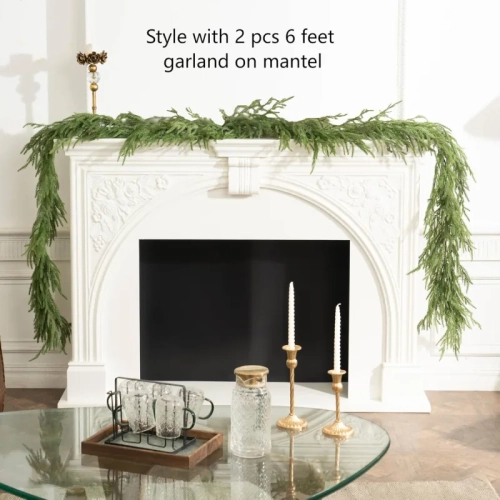 9-Foot Christmas Garland - Real Touch Norfolk Pine for Mantle, Staircase, and Holiday Decor