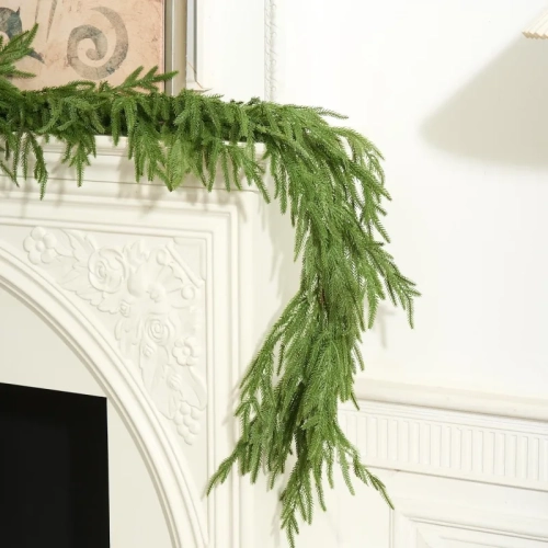 9-Foot Christmas Garland - Real Touch Norfolk Pine for Mantle, Staircase, and Holiday Decor