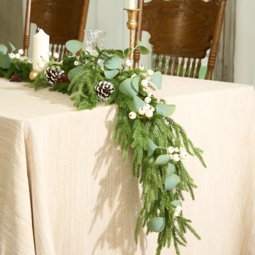 9-Foot Christmas Garland - Real Touch Norfolk Pine for Mantle, Staircase, and Holiday Decor