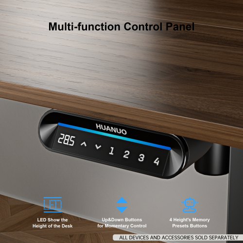Huanuo 120 x 60cm Walnut Electric Height Adjustable Standing Desk. Perfect for a Computer Workstation Home & Office.