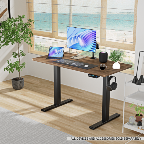Huanuo 100 x 60cm Walnut Electric Height Adjustable Standing Desk. Perfect for a Computer Workstation Home & Office. Includes Free Shipping
