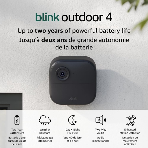 Blink Outdoor 4 – Wire-free smart security camera, 2 years battery life, 2-way audio, HD live view, enhanced motion detection, Works Alexa – 8 camera