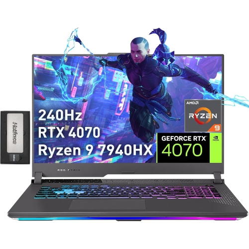 ASUS ROG Strix G17 Gaming Laptop, 17.3" 240Hz QHD IPS Display, AMD Ryzen 9 7940HX, GeForce RTX 4070 8GB, 1TB SSD, 16GB DDR5, RGB Keyboard, Gray, Win