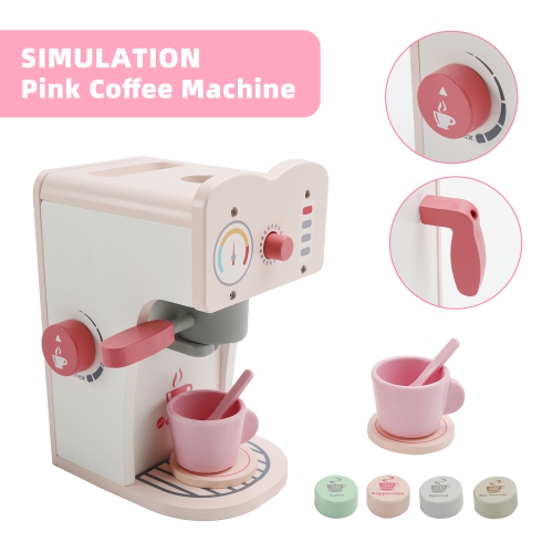 Simulation Pink Coffee Machine Play Kitchen Dishes Set Pretend Toy Kid Gift