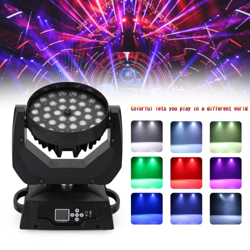 36 x lampe mobile RGBW 4-en-1 DEL zoom 360 W décapotable DMX 15 canaux DJ Party de 10 W