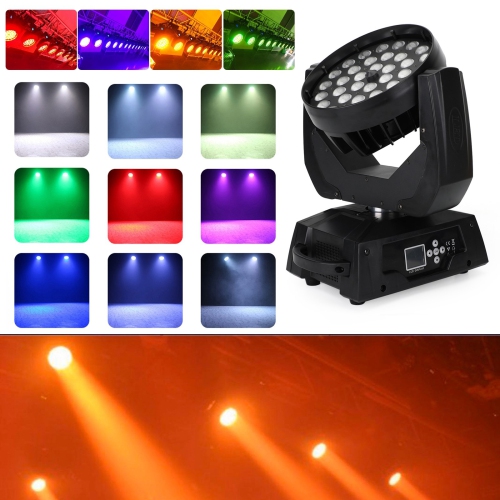 36 x lampe mobile RGBW 4-en-1 DEL zoom 360 W décapotable DMX 15 canaux DJ Party de 10 W