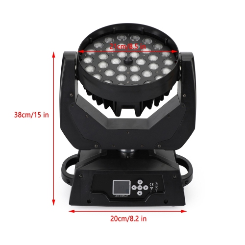 36 x lampe mobile RGBW 4-en-1 DEL zoom 360 W décapotable DMX 15 canaux DJ Party de 10 W