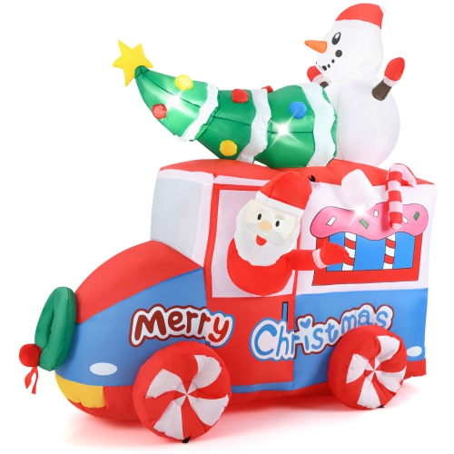 Costway 6 ft Christmas Inflatable Santa on Car with Santa Clause Snowma Christmas Treen