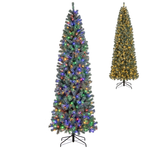 COSTWAY  9 Ft Artificial Xmas Tree With 1168 Branch Tips 500 Led Lights 9 Lighting Modes