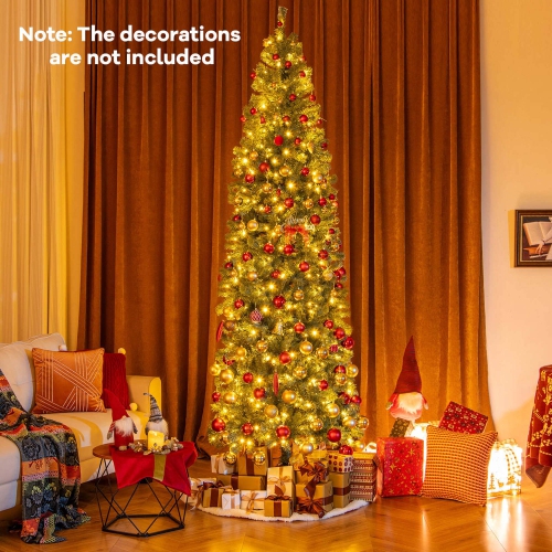 Costway 9 FT Artificial Xmas Tree with 1168 Branch Tips 500 LED Lights 9 Lighting Modes