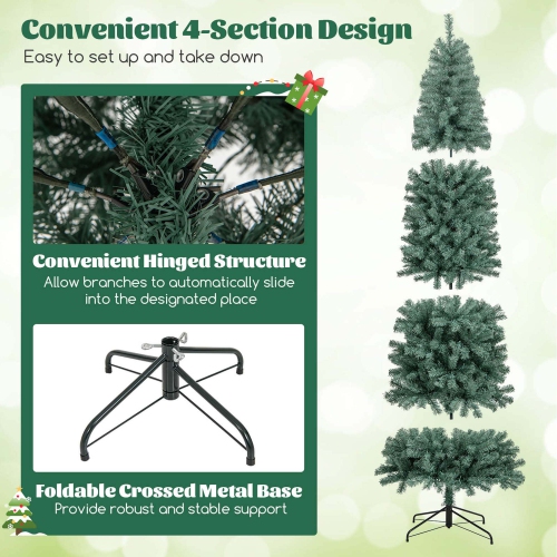 Costway 9 FT Artificial Xmas Tree with 1168 Branch Tips 500 LED Lights 9 Lighting Modes