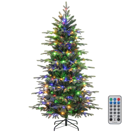 Costway 6 FT Artificial Christmas Tree with 714 Branch Tips 260 LED Lights 3 Timers Remote