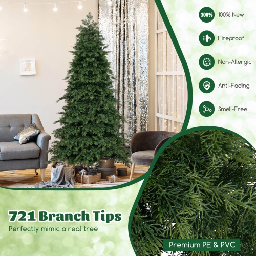 Arbre de Noël artificiel de 6 pi de Costway avec 721 embouts de branches en PVC et support pliable en métal