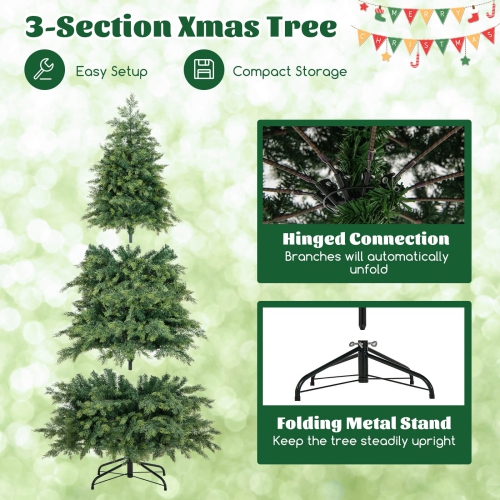 Arbre de Noël artificiel de 6 pi de Costway avec 721 embouts de branches en PVC et support pliable en métal