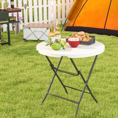 Costway 32" Round Folding Table Lightweight Portable Commercial Banquet Table for Picnic