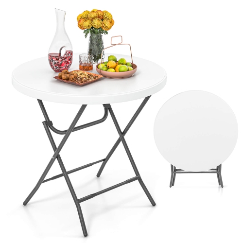 Costway 32" Round Folding Table Lightweight Portable Commercial Banquet Table for Picnic