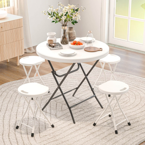 Costway 32" Round Folding Table Lightweight Portable Commercial Banquet Table for Picnic