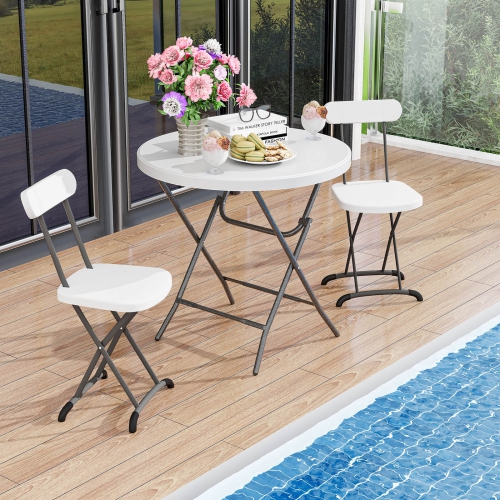 Costway 32" Round Folding Table Lightweight Portable Commercial Banquet Table for Picnic