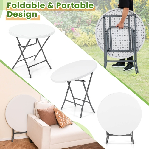 Costway 32" Round Folding Table Lightweight Portable Commercial Banquet Table for Picnic