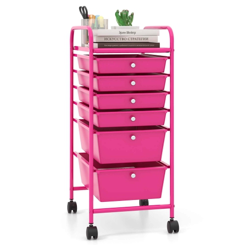 COSTWAY  6 Drawer Rolling Storage Cart Scrapbook Paper Office Organizer